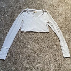 White Hollister Cropped Long Sleeve Shirt